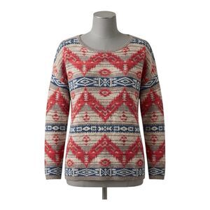 Denim Supply Ralph Lauren Southwestern Aztec Knit Sweater Womens L 100% Cotton